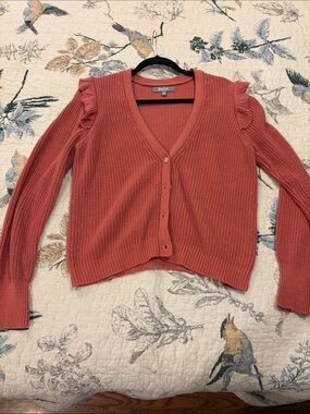 Marled Women's Rusty Rose Ruffle Sleeve Cardigan